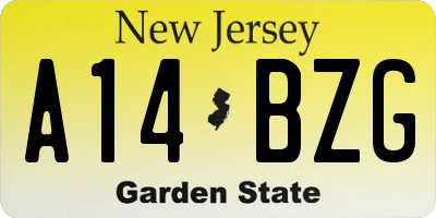 NJ license plate A14BZG