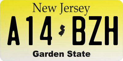 NJ license plate A14BZH