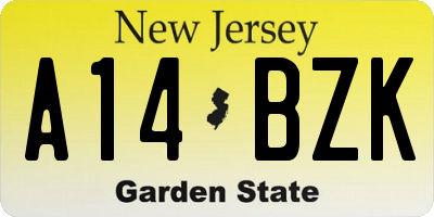 NJ license plate A14BZK