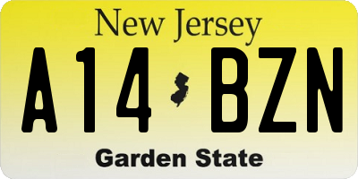 NJ license plate A14BZN