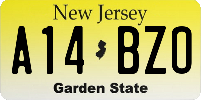 NJ license plate A14BZO