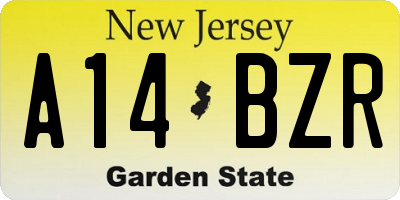 NJ license plate A14BZR