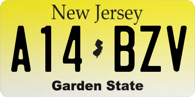 NJ license plate A14BZV