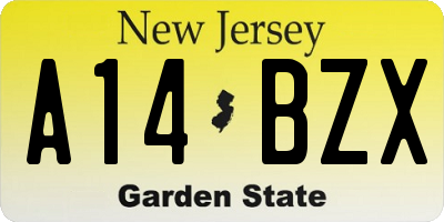 NJ license plate A14BZX