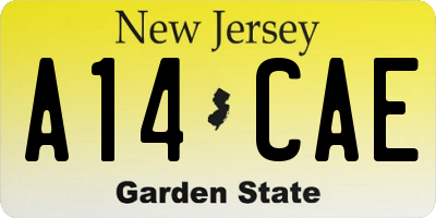 NJ license plate A14CAE