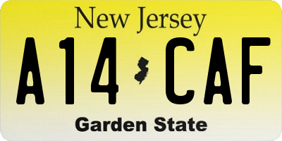 NJ license plate A14CAF