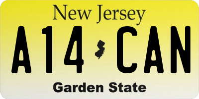 NJ license plate A14CAN