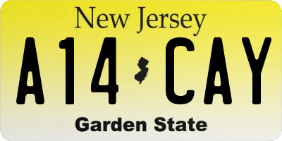 NJ license plate A14CAY