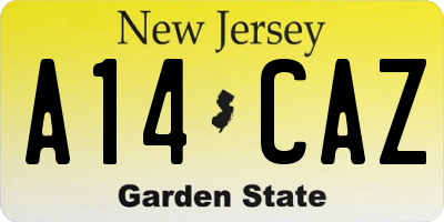 NJ license plate A14CAZ