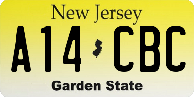 NJ license plate A14CBC
