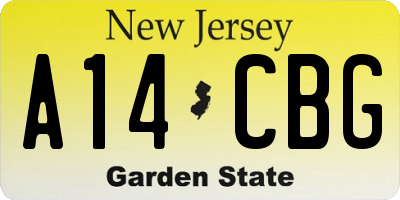 NJ license plate A14CBG