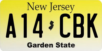 NJ license plate A14CBK