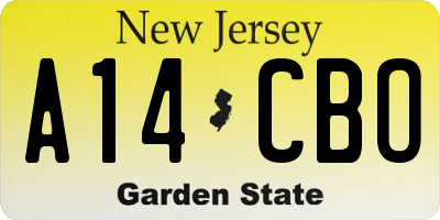 NJ license plate A14CBO