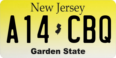 NJ license plate A14CBQ