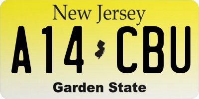 NJ license plate A14CBU