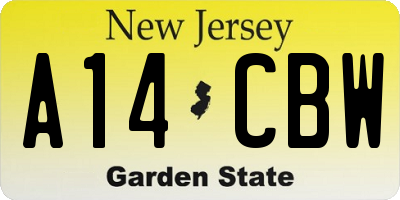 NJ license plate A14CBW