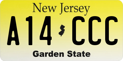 NJ license plate A14CCC