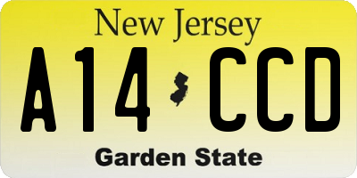 NJ license plate A14CCD