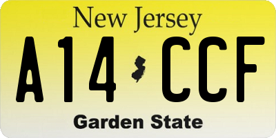 NJ license plate A14CCF
