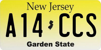 NJ license plate A14CCS