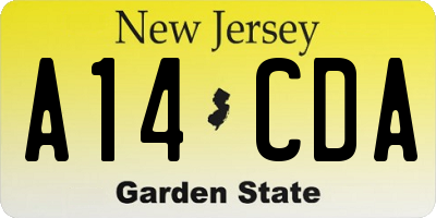 NJ license plate A14CDA