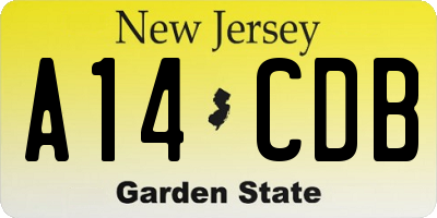 NJ license plate A14CDB