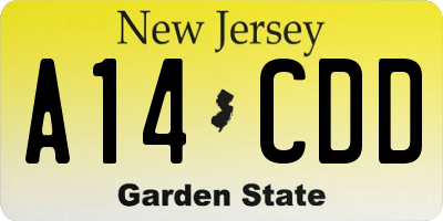 NJ license plate A14CDD