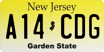 NJ license plate A14CDG