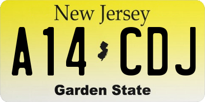 NJ license plate A14CDJ