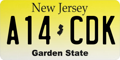 NJ license plate A14CDK