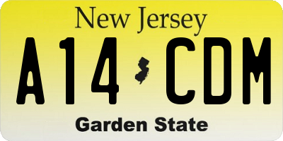 NJ license plate A14CDM