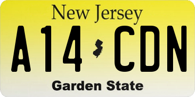 NJ license plate A14CDN