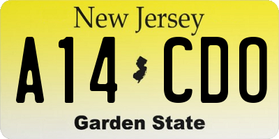 NJ license plate A14CDO