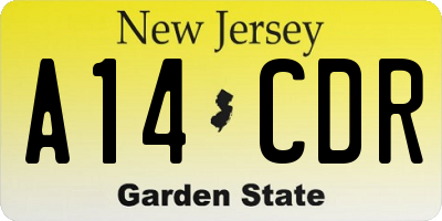 NJ license plate A14CDR