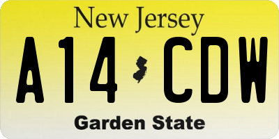 NJ license plate A14CDW