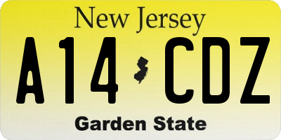 NJ license plate A14CDZ