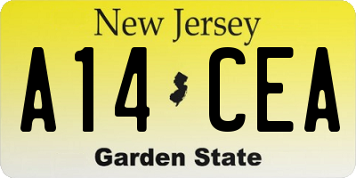 NJ license plate A14CEA