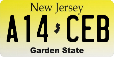 NJ license plate A14CEB
