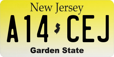 NJ license plate A14CEJ