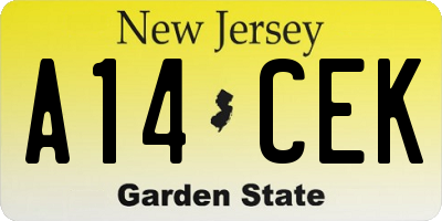 NJ license plate A14CEK