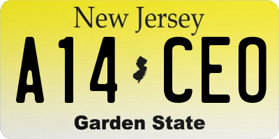 NJ license plate A14CEO
