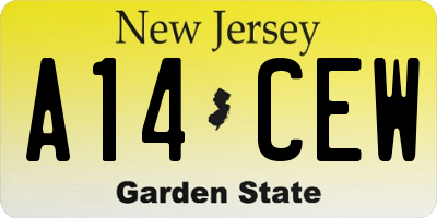 NJ license plate A14CEW