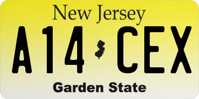 NJ license plate A14CEX