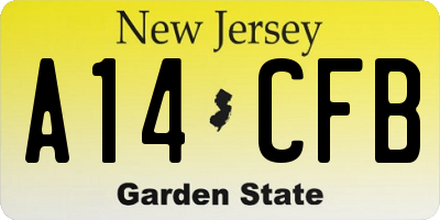 NJ license plate A14CFB