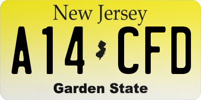 NJ license plate A14CFD