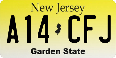 NJ license plate A14CFJ