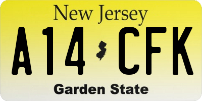 NJ license plate A14CFK