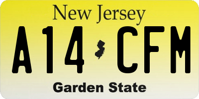 NJ license plate A14CFM