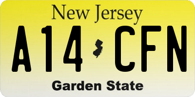 NJ license plate A14CFN