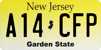NJ license plate A14CFP